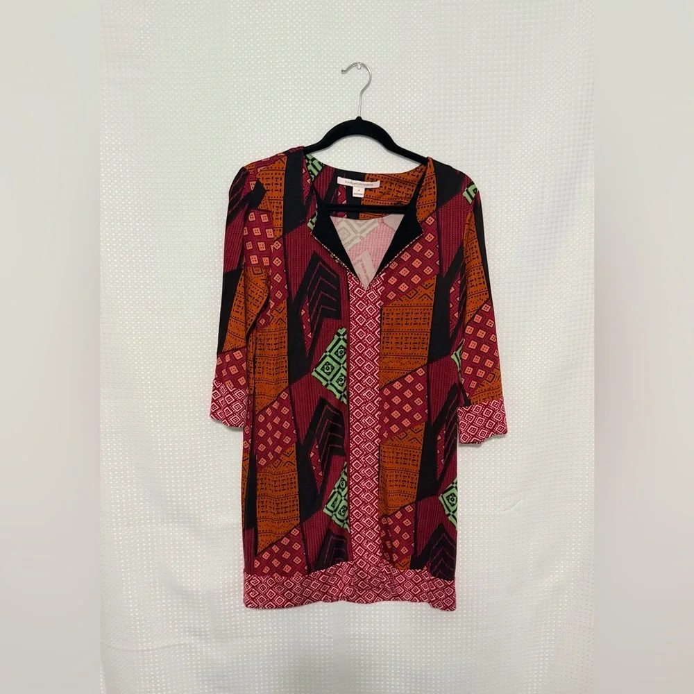 Diane von Furstenberg DVF Carla Knit Tunic Dress | Size 8 | Ethnic Collage - Picture 4 of 8